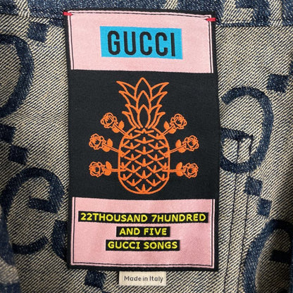 Gucci Pineapple Pants Jumbo GG Cropped Bottoms Denim Pants Cotton Blue Men's