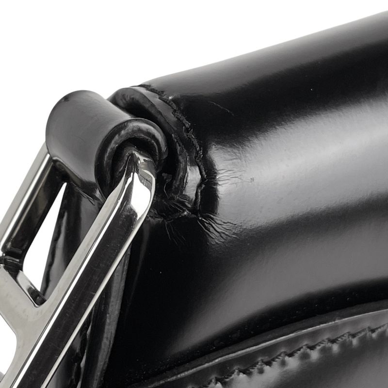 Prada Cles O Shoulder Bag Crossbody Logo Plate Shoulder Bag Leather Nero