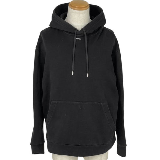 Prada Technical Cotton Hoodie Pullover Logo Top Hoodie Cotton Polyamide Black
