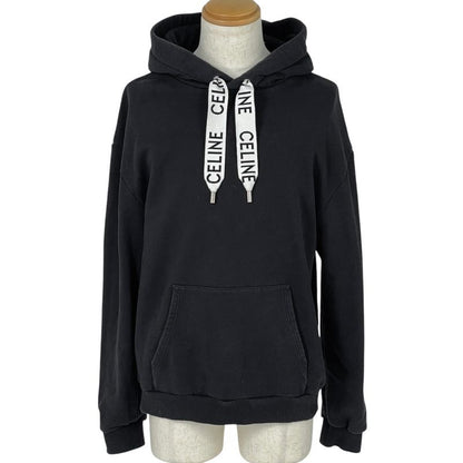 Celine Loose Hoodie Logo Pullover Cotton Fleece Top Hoodie Black Men's