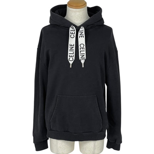Celine Loose Hoodie Logo Pullover Cotton Fleece Top Hoodie Black Men's