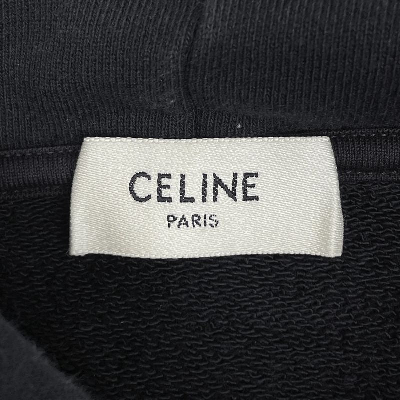 Celine Loose Hoodie Logo Pullover Cotton Fleece Top Hoodie Black Men's