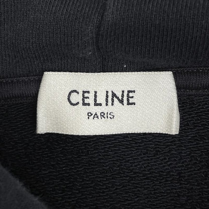 Celine Loose Hoodie Logo Pullover Cotton Fleece Top Hoodie Black Men's
