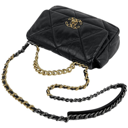 Chanel 19 Shoulder Bag Chain Handbag Coco Mark Shoulder Bag Leather Black