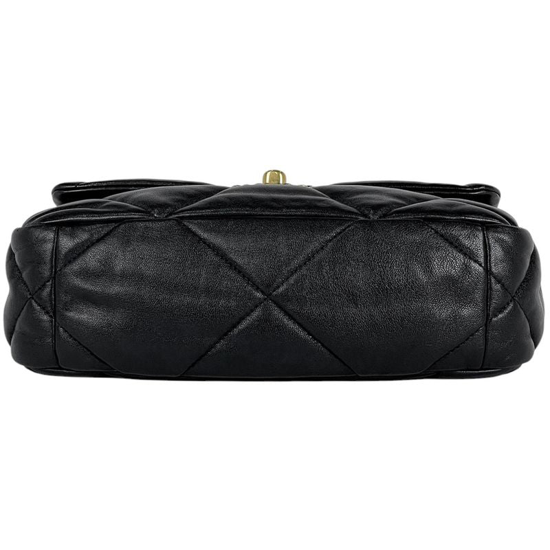 Chanel 19 Shoulder Bag Chain Handbag Coco Mark Shoulder Bag Leather Black