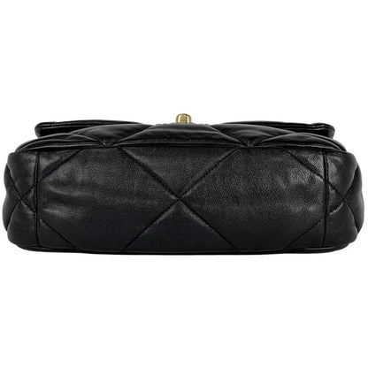 Chanel 19 Shoulder Bag Chain Handbag Coco Mark Shoulder Bag Leather Black