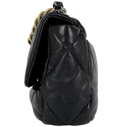 Chanel 19 Shoulder Bag Chain Handbag Coco Mark Shoulder Bag Leather Black