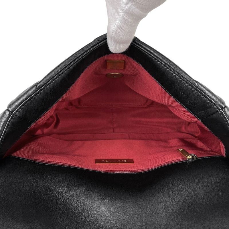 Chanel 19 Shoulder Bag Chain Handbag Coco Mark Shoulder Bag Leather Black