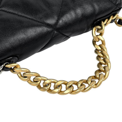 Chanel 19 Shoulder Bag Chain Handbag Coco Mark Shoulder Bag Leather Black
