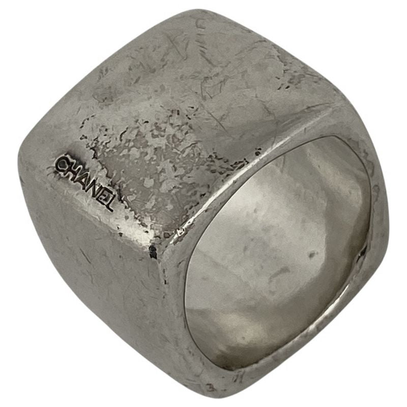 Chanel Logo Ring Square Wide Ring Size 16 Silver 925 Silver Ladies
