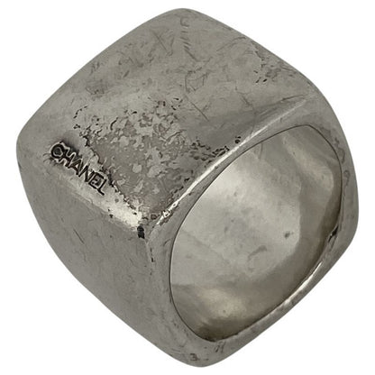 Chanel Logo Ring Square Wide Ring Size 16 Silver 925 Silver Ladies