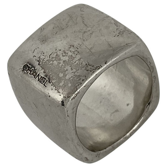 Chanel Logo Ring Square Wide Ring Size 16 Silver 925 Silver Ladies
