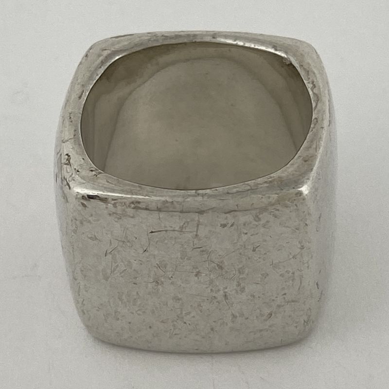 Chanel Logo Ring Square Wide Ring Size 16 Silver 925 Silver Ladies