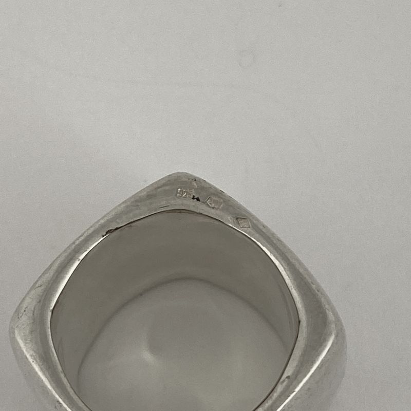 Chanel Logo Ring Square Wide Ring Size 16 Silver 925 Silver Ladies