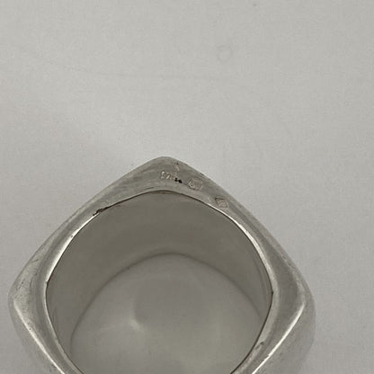 Chanel Logo Ring Square Wide Ring Size 16 Silver 925 Silver Ladies