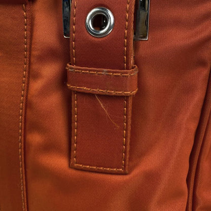 Prada Logo Plate Tote Handbag Tote Bag Nylon Orange Women