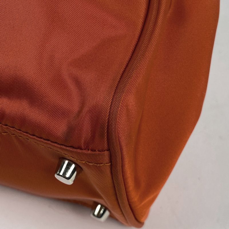 Prada Logo Plate Tote Handbag Tote Bag Nylon Orange Women