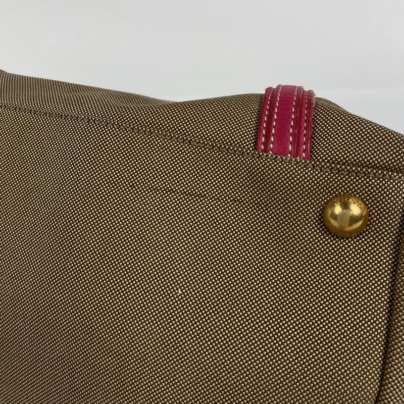 Prada Logo Jacquard Handbag 2way Shoulder Bag Ribbon Handbag Canvas Brown Women