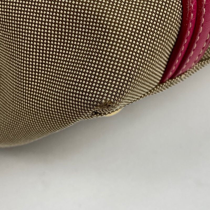 Prada Logo Jacquard Handbag 2way Shoulder Bag Ribbon Handbag Canvas Brown Women