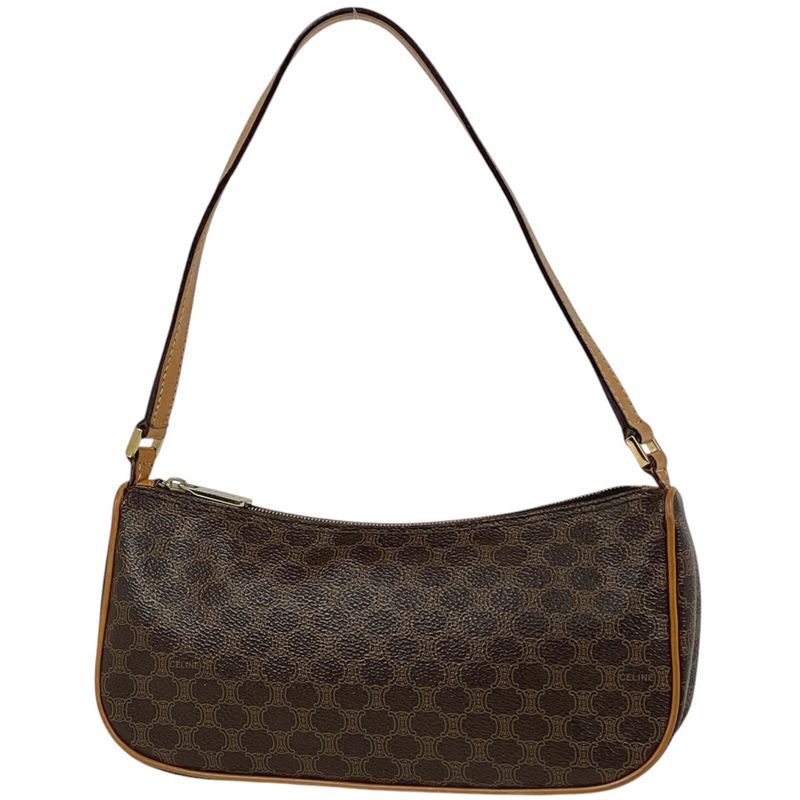 Celine Macadam Pattern Handbag Accessory Pouch Handbag Coated Canvas Brown Women