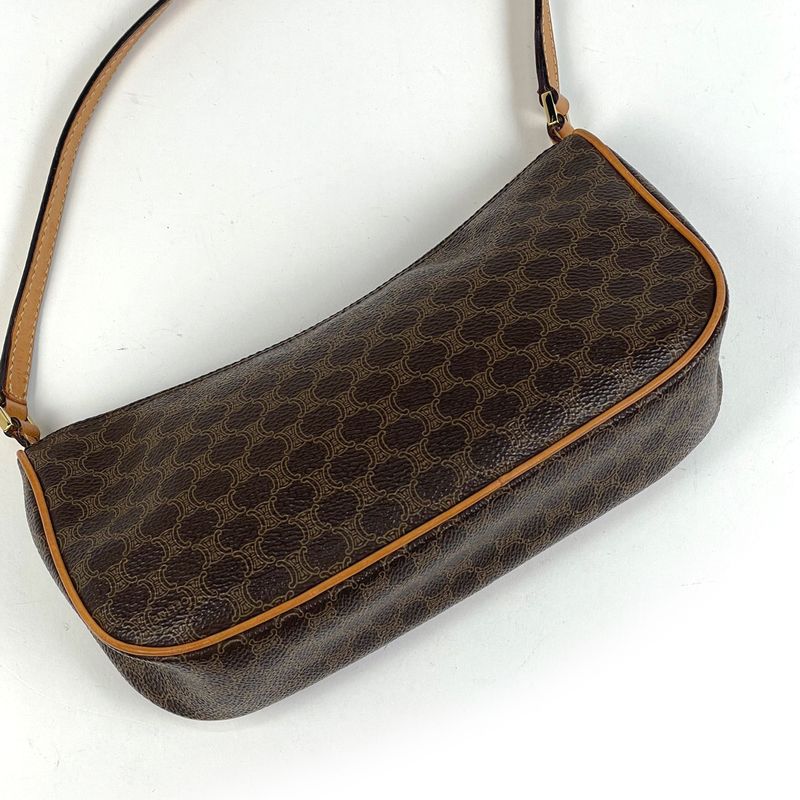 Celine Macadam Pattern Handbag Accessory Pouch Handbag Coated Canvas Brown Women