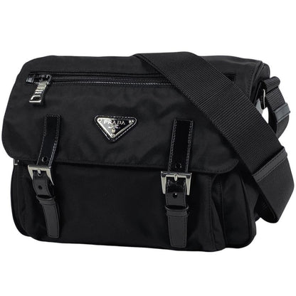 Prada Logo Plate Shoulder Bag Messenger Bag Shoulder Bag Nylon Nero (Black)