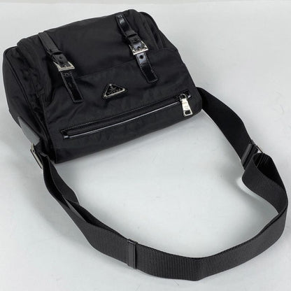Prada Logo Plate Shoulder Bag Messenger Bag Shoulder Bag Nylon Nero (Black)