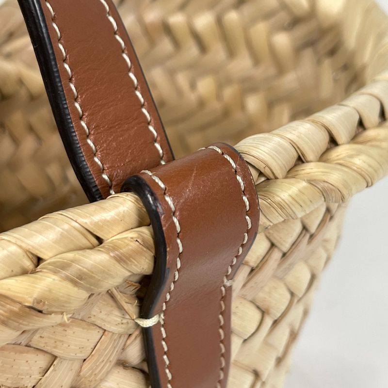 Celine Triomphe Pannier 2way Shoulder Bag Basket Bag Mini Handbag Raffia Beige