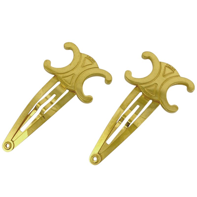 Celine Triomphe Hairpin Hair Clip Hairpin GP Gold Women