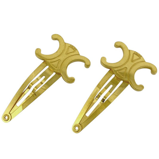 Celine Triomphe Hairpin Hair Clip Hairpin GP Gold Women