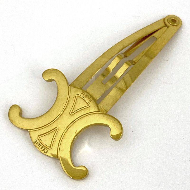 Celine Triomphe Hairpin Hair Clip Hairpin GP Gold Women