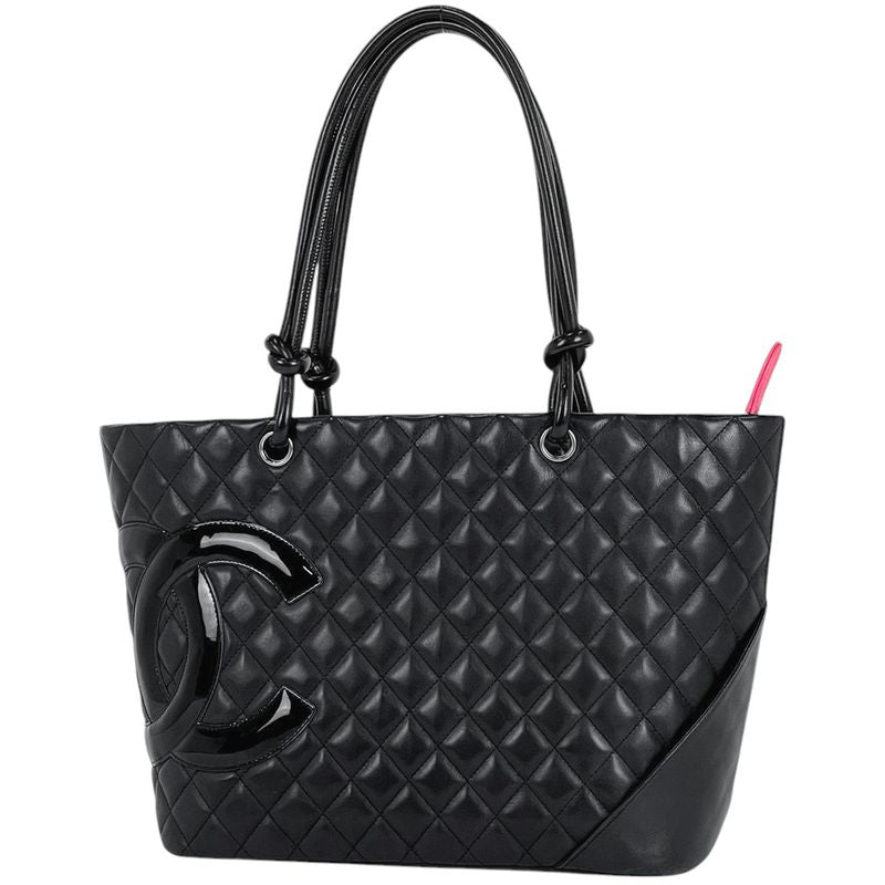 Chanel Cambon Line Large Tote Bag Coco Mark Shoulder Bag Tote Leather Black