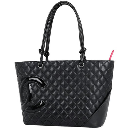 Chanel Cambon Line Large Tote Bag Coco Mark Shoulder Bag Tote Leather Black