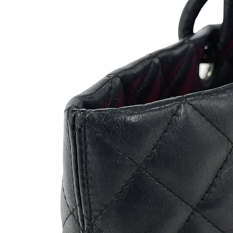 Chanel Cambon Line Large Tote Bag Coco Mark Shoulder Bag Tote Leather Black