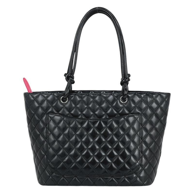 Chanel Cambon Line Large Tote Bag Coco Mark Shoulder Bag Tote Leather Black