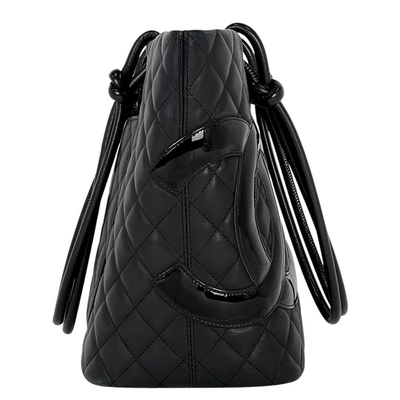 Chanel Cambon Line Large Tote Bag Coco Mark Shoulder Bag Tote Leather Black
