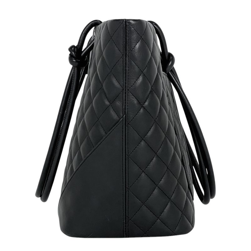 Chanel Cambon Line Large Tote Bag Coco Mark Shoulder Bag Tote Leather Black