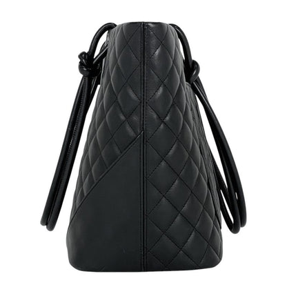 Chanel Cambon Line Large Tote Bag Coco Mark Shoulder Bag Tote Leather Black