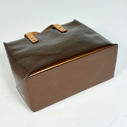 Louis Vuitton Reed PM Tote Bag Enamel Patent Handbag Monogram Vernis Bronze