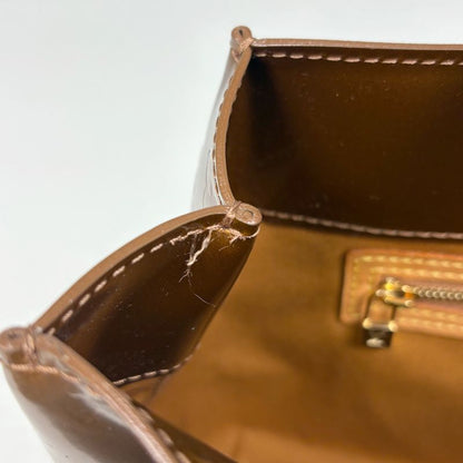 Louis Vuitton Reed PM Tote Bag Enamel Patent Handbag Monogram Vernis Bronze