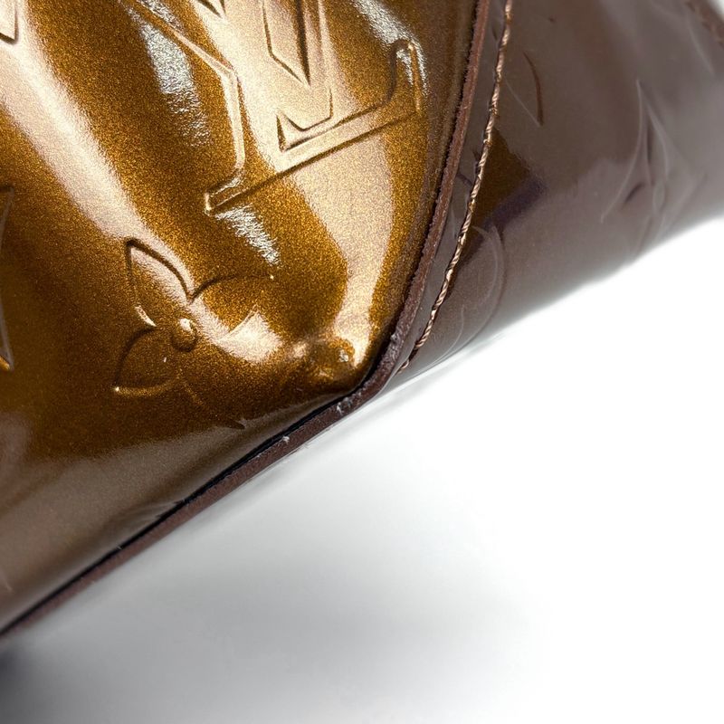 Louis Vuitton Reed PM Tote Bag Enamel Patent Handbag Monogram Vernis Bronze
