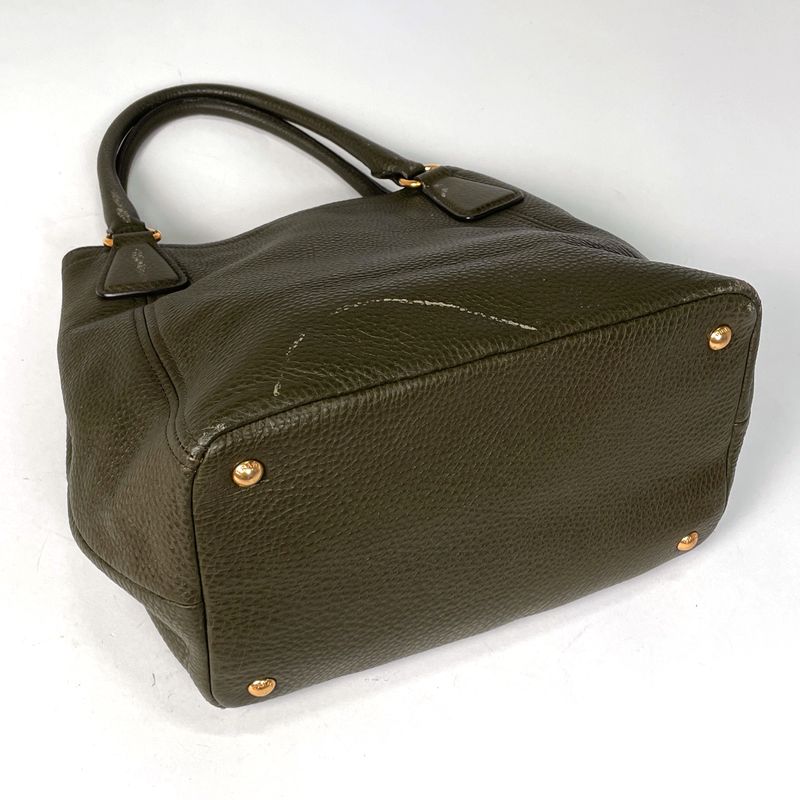 Prada Logo Handbag Khaki Handbag Leather Green Bn2534 Women