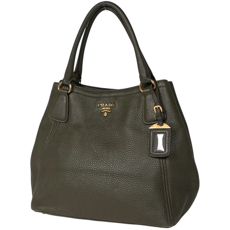 Prada Logo Handbag Khaki Handbag Leather Green Bn2534 Women