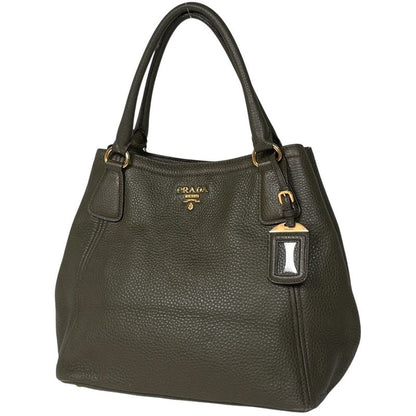 Prada Logo Handbag Khaki Handbag Leather Green Bn2534 Women