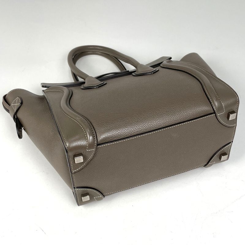 Celine Luggage Micro Shopper Tote Handbag Leather Glaze Women's