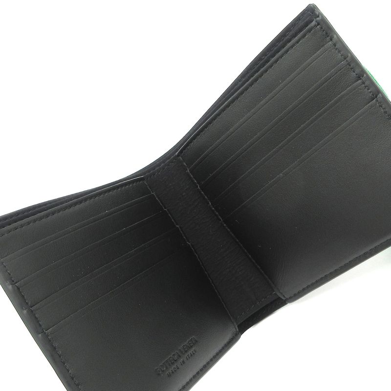 Bottega Veneta Billfold Excellent Condition - 701269 Black And Green Bifold