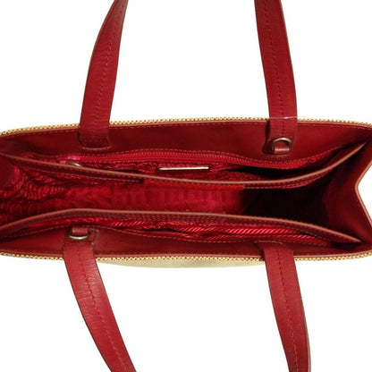 Prada Tote Bag - Beige And Red Mini Bag Leather