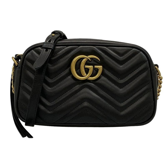 Gucci Shoulder Bag Excellent Condition Ggmarmont 447632 Black Chain Shoulder
