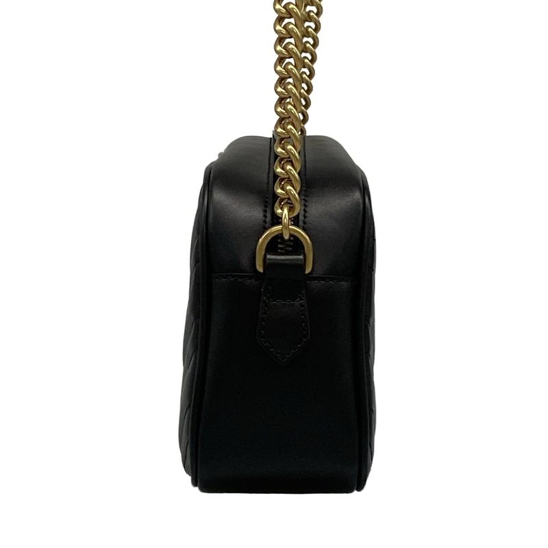 Gucci Shoulder Bag Excellent Condition Ggmarmont 447632 Black Chain Shoulder