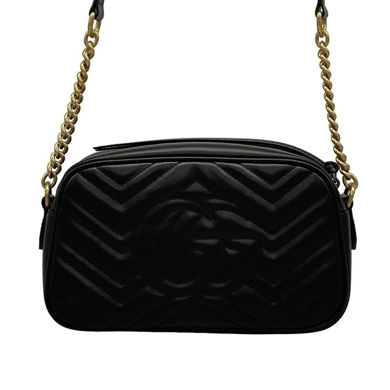 Gucci Shoulder Bag Excellent Condition Ggmarmont 447632 Black Chain Shoulder